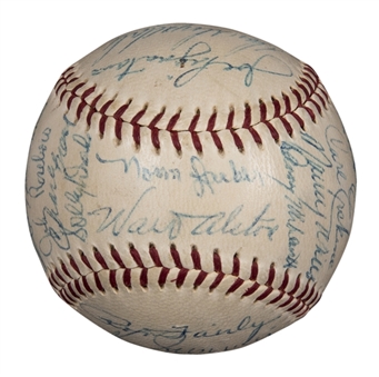 1959 World Series Champion Los Angeles Dodgers Team Signed ONL Giles Baseball With 20 Signatures Including Koufax, Drysdale, Snider & Reese (PSA/DNA)